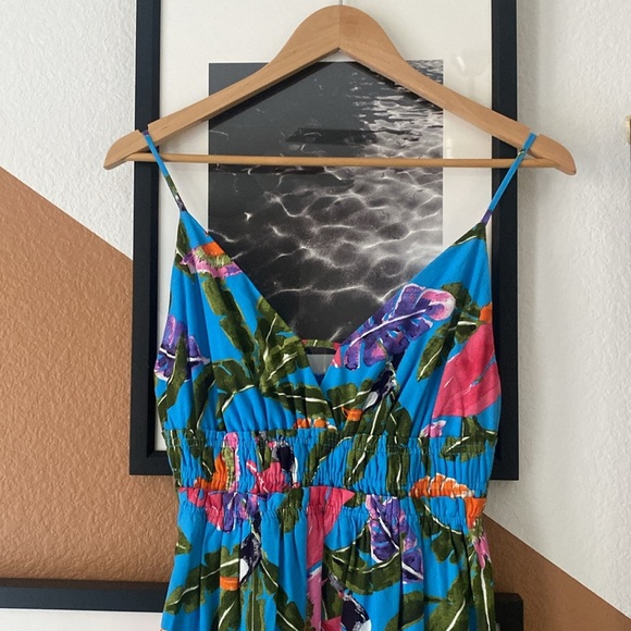 NWT By the River Blue Tropical Floral Midi Dress - Picture 2 of 12